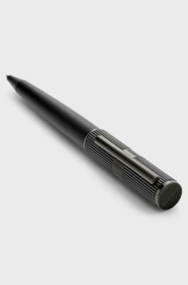Black brass ballpoint pen with contrasting textures, Black