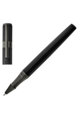 Black brass rollerball pen with contrasting textures, Black