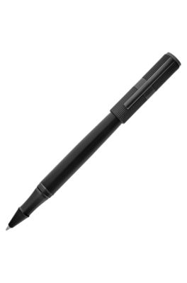 Black brass rollerball pen with contrasting textures, Black