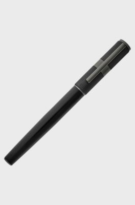 Black brass rollerball pen with contrasting textures, Black
