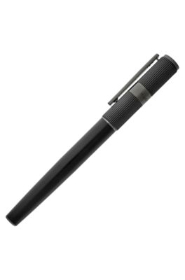 Black brass rollerball pen with contrasting textures, Black
