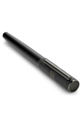 Black brass rollerball pen with contrasting textures, Black