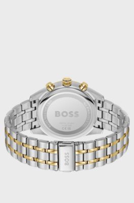 SKYTRAVELLER Two-tone chronograph watch with blue dial, Silver tone