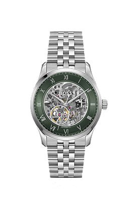 Reloj automático de acero inoxidable con esfera esqueleto