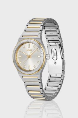 Two-tone watch with silver-white dial, Silver tone