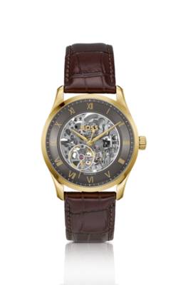 PRINCIPLE SKELETON Gold-tone automatic watch with skeleton dial 1