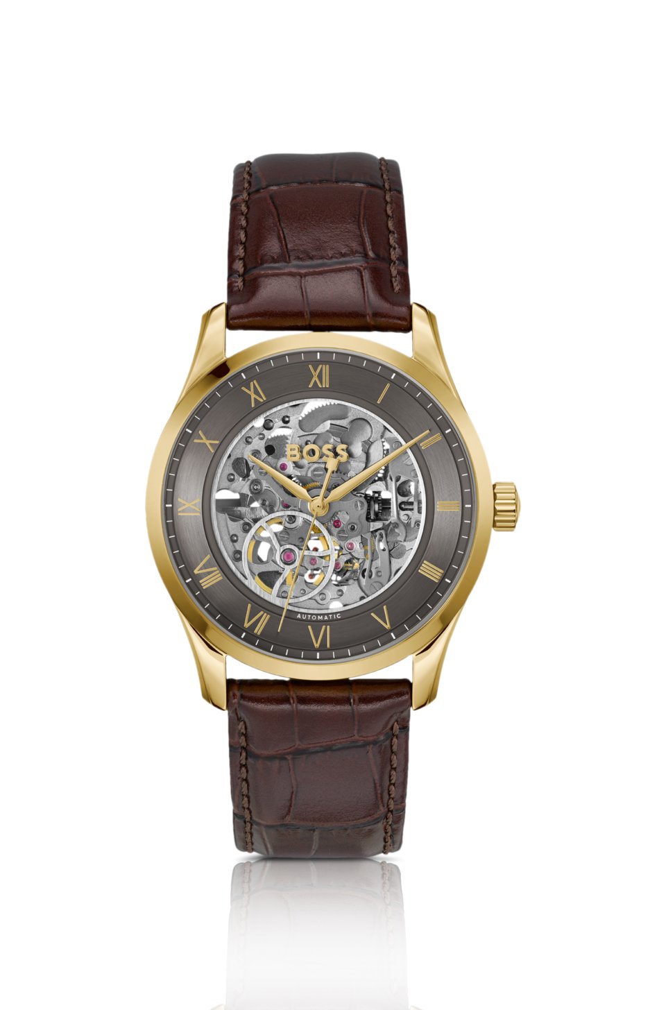 Principle Skeleton gold-tone watch