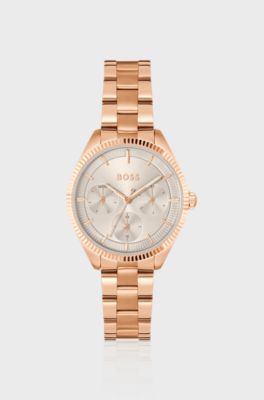 Gold-tone watch with fluted bezel, Gold tone