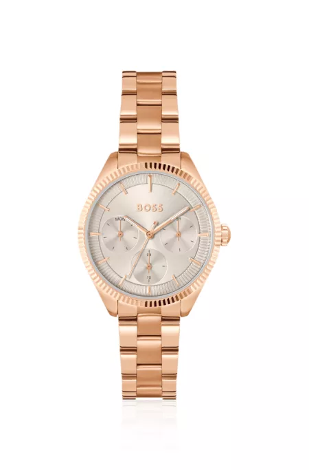 Gold-tone watch with fluted bezel