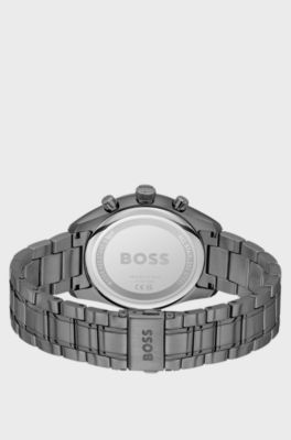 GRAND PRIX 44 Grey-plated chronograph watch with green dial, Dark Grey