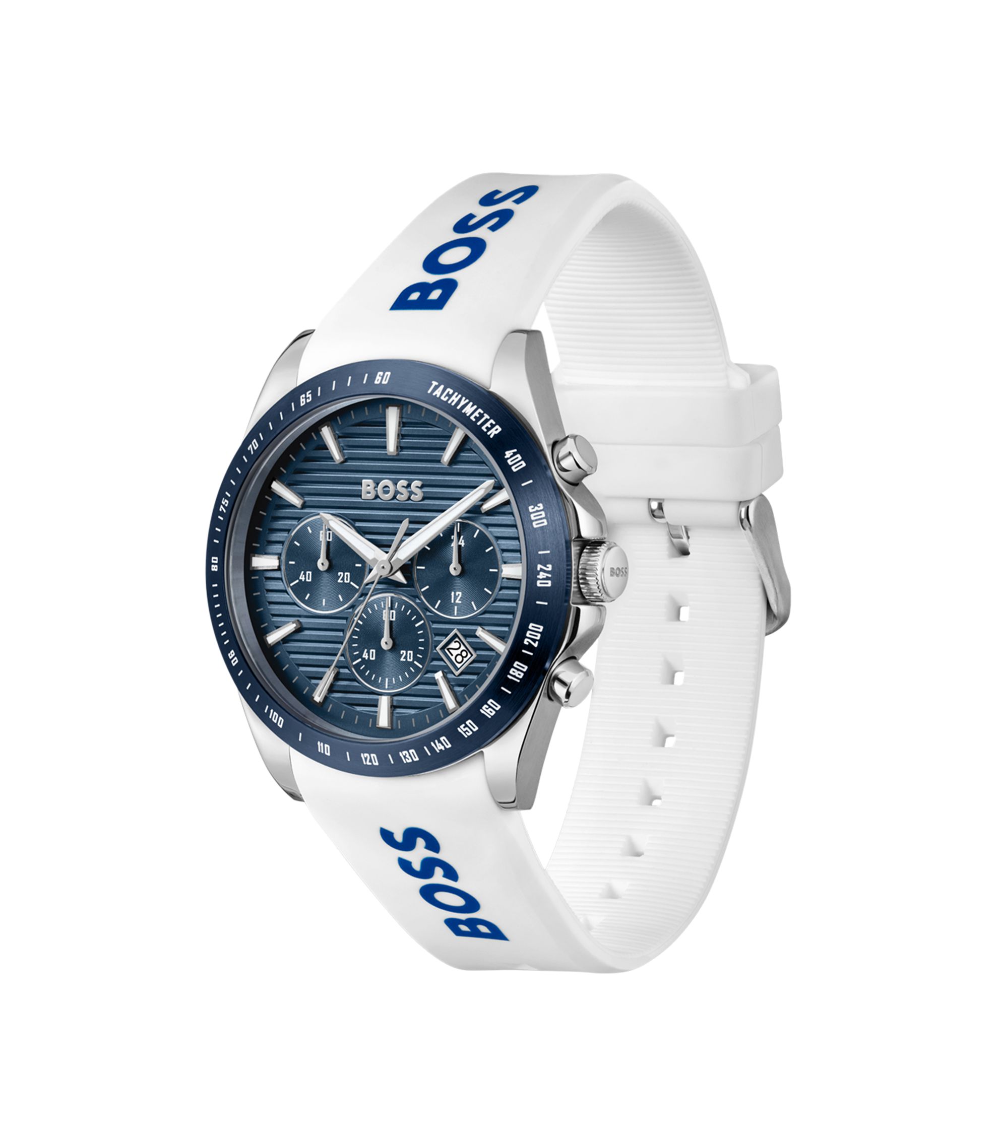 BOSS - STRIKE Grooved-dial chronograph watch with silicone logo