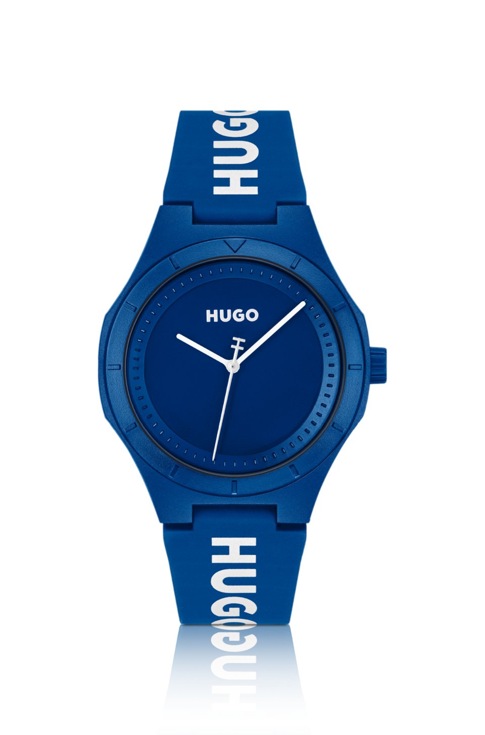 watch with silicone logo strap