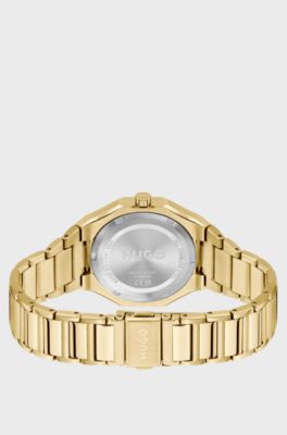 Gold-tone watch with logo-textured dial, Gold tone
