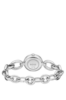 Silver-tone watch with ring bracelet, Silver tone