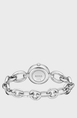 Silver-tone watch with ring bracelet, Silver tone