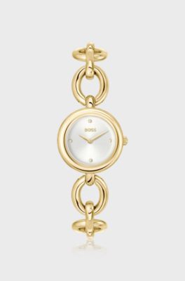 Goldfarbene Uhr mit Ringarmband, Goldfarben