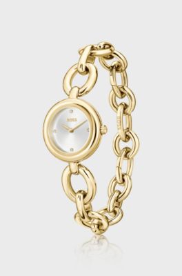 Goldfarbene Uhr mit Ringarmband, Goldfarben