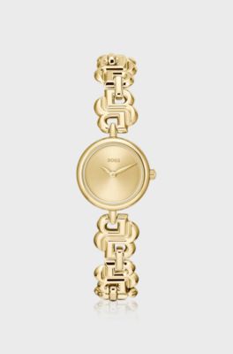 Orologio elegante color oro con bracciale con monogramma Double B, Color oro