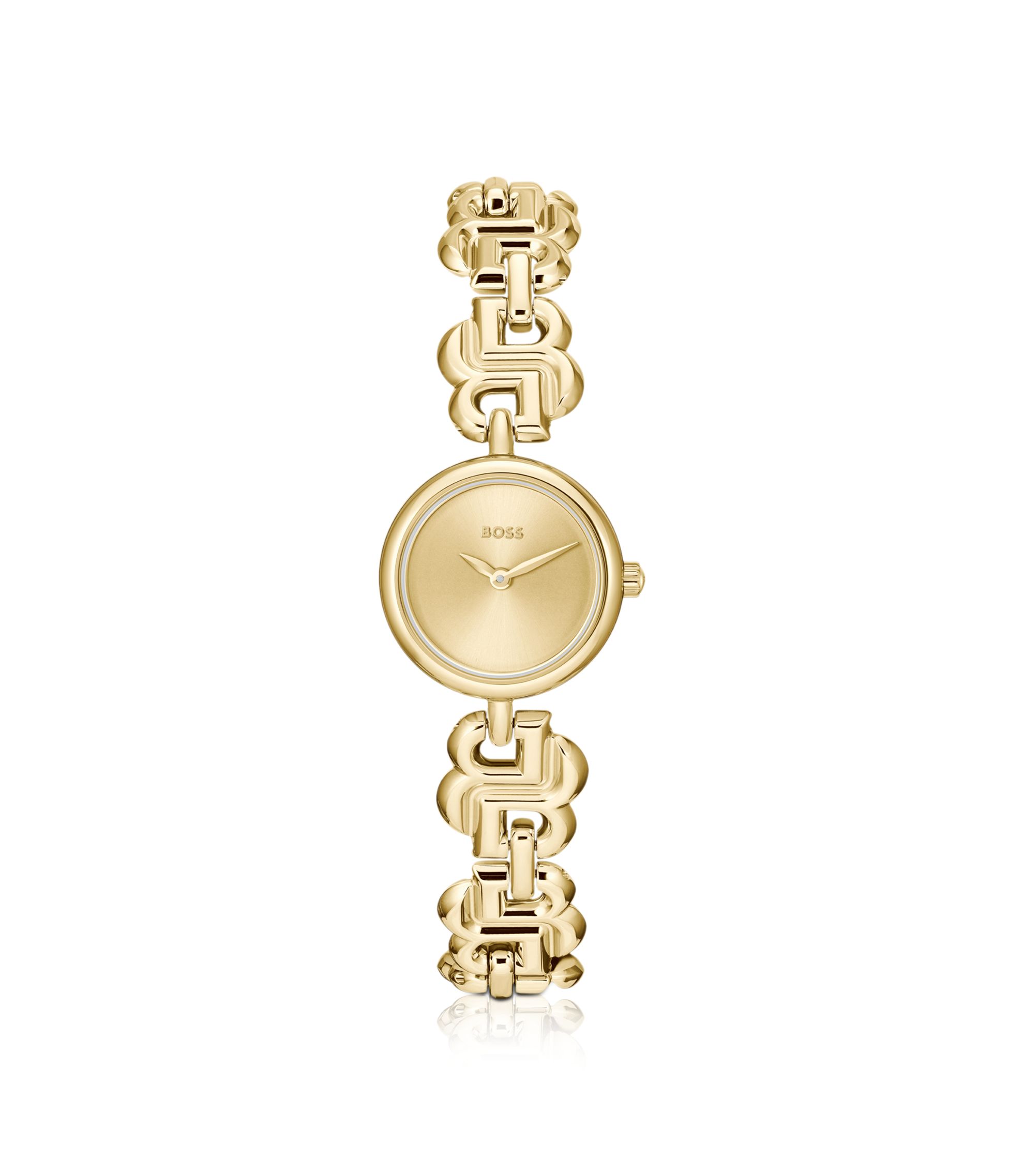 DOUBLE B DRESSY goldfarbene Uhr mit Monogramm-Armband