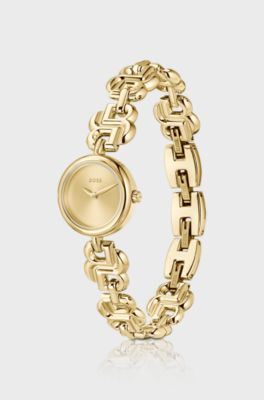 Orologio elegante color oro con bracciale con monogramma Double B, Color oro