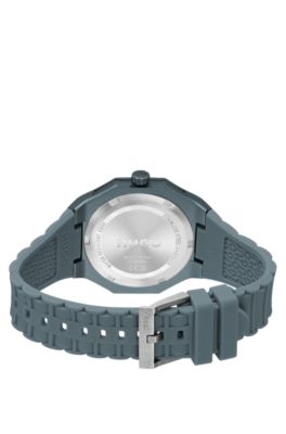 Blue-aluminium watch with logo-textured dial, Grey