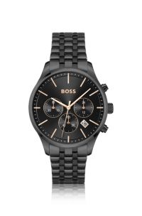 AVERY Schwarz beschichteter Chronograph mit mehrgliedrigem Armband, Schwarz