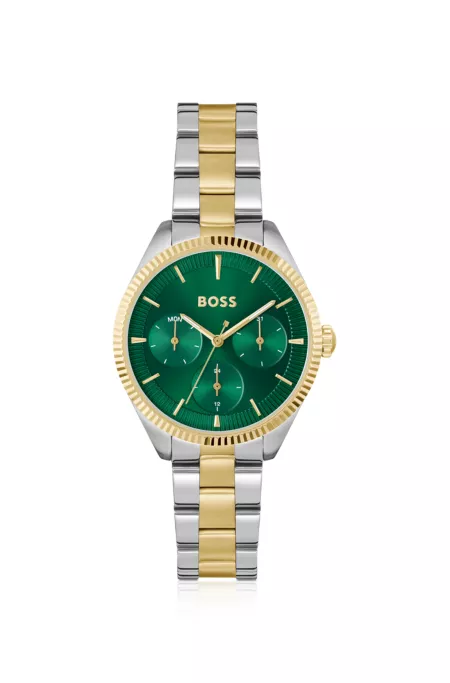 Two-tone watch with fluted bezel