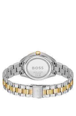 Two-tone watch with fluted bezel, Silver tone