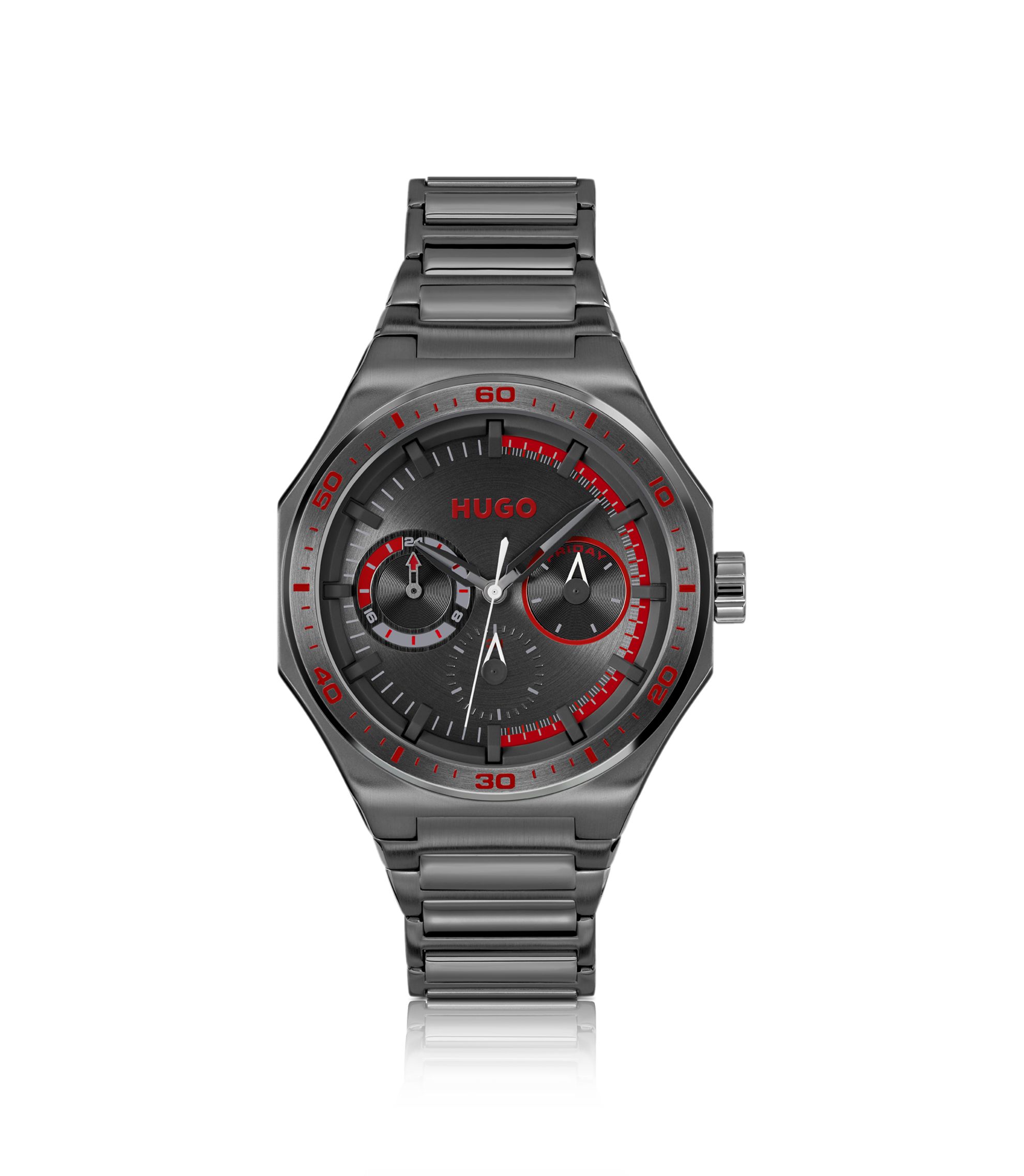 Schwarz beschichtete Uhr mit tonalem Zifferblatt