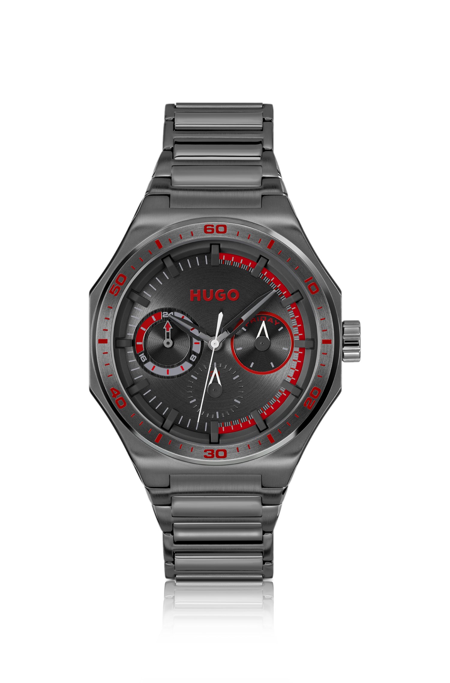 Hugo #GRAIL SPORT Black-plated watch with tonal dial klockor herr