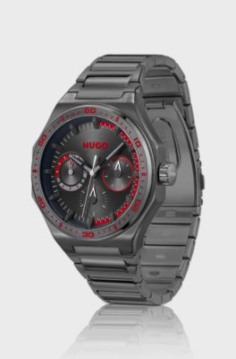 #GRAIL SPORT Montre en acier plaqu&eacute; noir &agrave; cadran ton sur ton, Gris