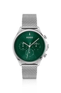 Montre argent&eacute;e &agrave; cadran vert, Couleur argent&eacute;e