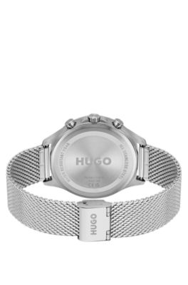 Silver-tone watch with green dial, Silver tone