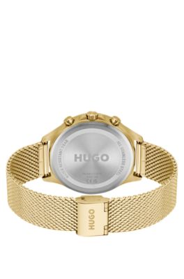 Gold-tone watch with blue dial, Gold tone