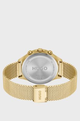 Gold-tone watch with blue dial, Gold tone