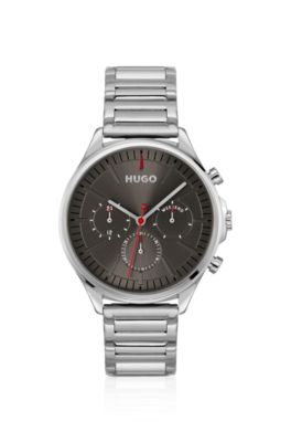 Silver-tone watch with grey dial, Silver tone