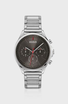 Silver-tone watch with grey dial, Silver tone