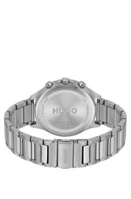 Silver-tone watch with grey dial, Silver tone