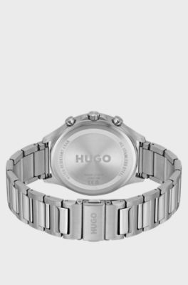 Silver-tone watch with grey dial, Silver tone