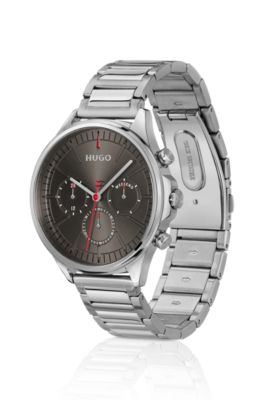 Silver-tone watch with grey dial, Silver tone