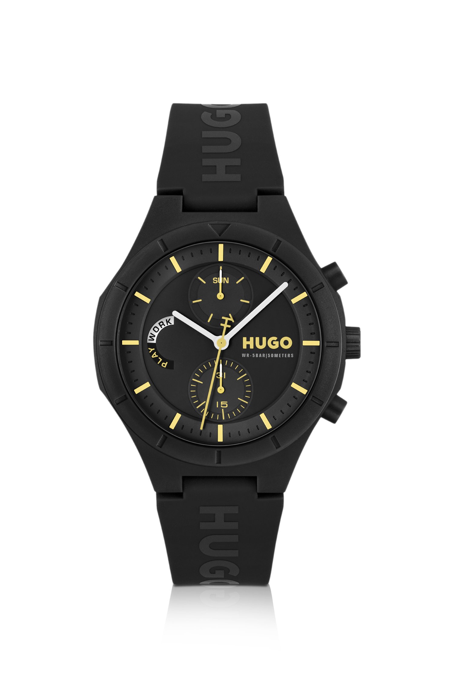 Hugo watch with silicone logo strap klockor herr