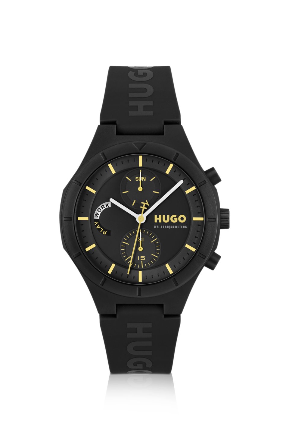 watch with silicone logo strap