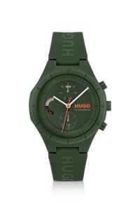 Groen horloge met siliconen logobandje, Donkergroen