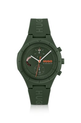 watch with silicone logo strap
