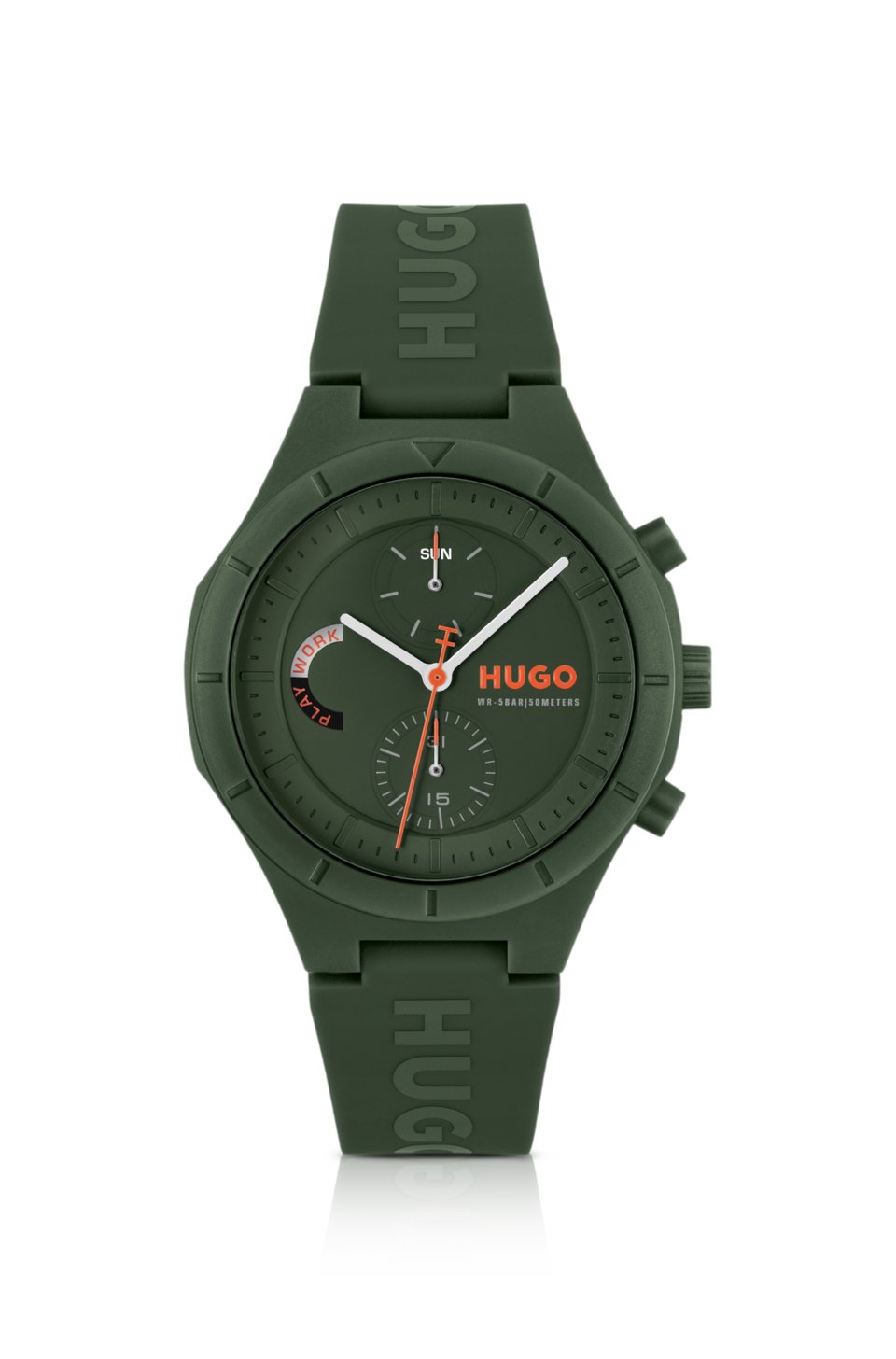 watch with silicone logo strap