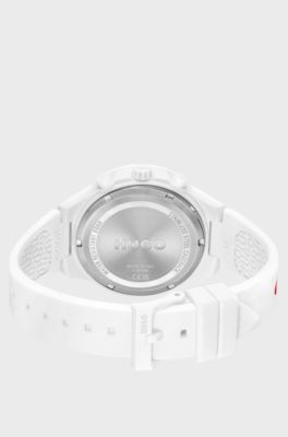 Reloj blanco #LIT MULTI con correa de silicona con logo, Blanco