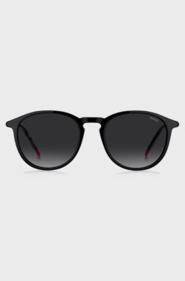 Black-acetate sunglasses with tubular metal temples, Black