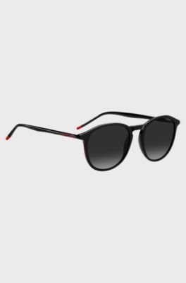 Black-acetate sunglasses with tubular metal temples, Black