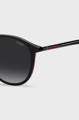 Black-acetate sunglasses with tubular metal temples, Black