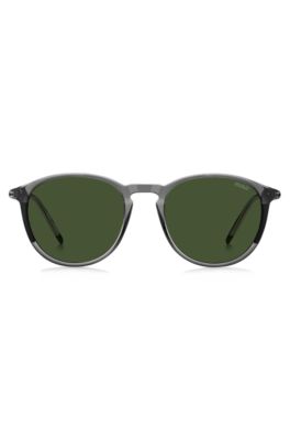 Grey-acetate sunglasses with tubular metal temples, Grey